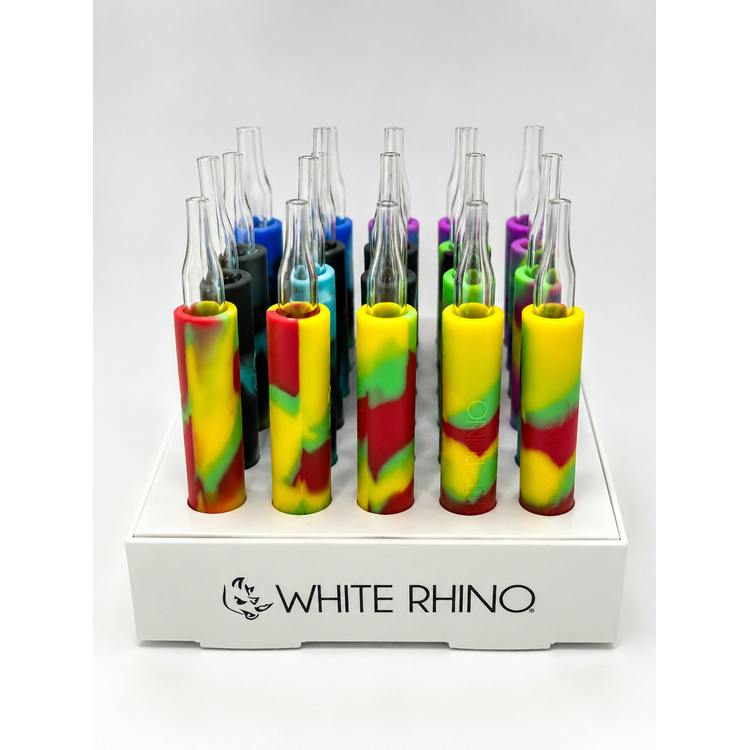 White Rhino Silicone Flip Chillum Dab Straw