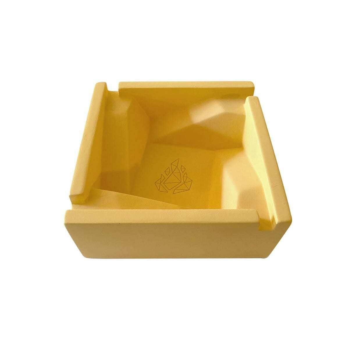 BRNT Briq Concrete Ashtray with Walnut Lid - Yellow
