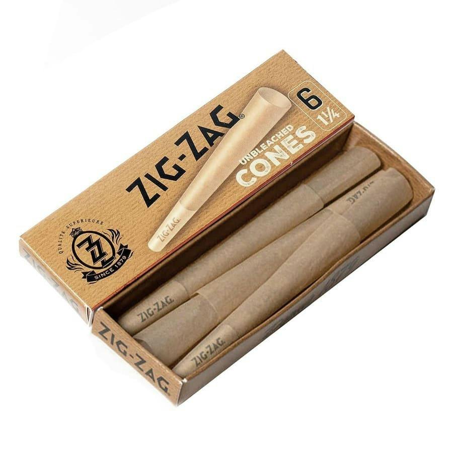 Zig-Zag 1 1/4" Unbleached Cones - 6 Pack