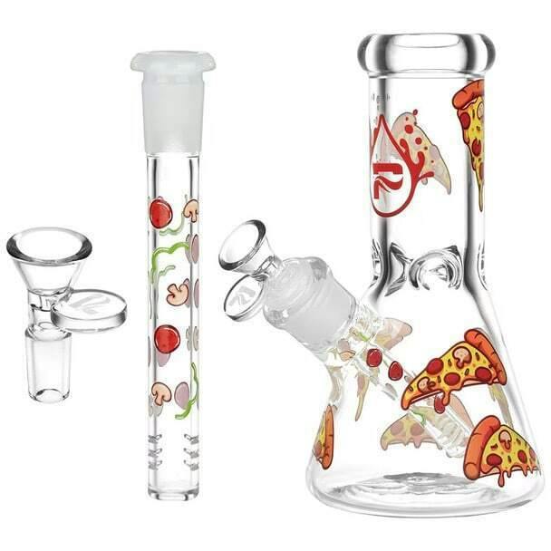 Pulsar Pizza Design Series Glass Beaker Water Pipe - 8" - Clear