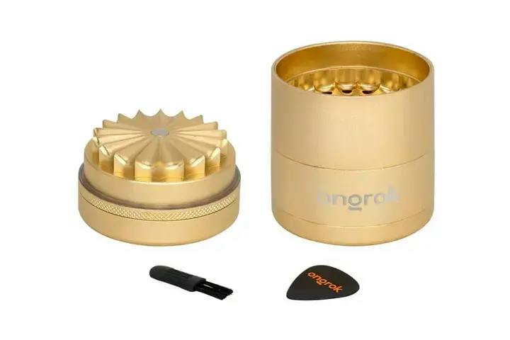 ONGROK - Mini 5 Piece Flower Petal Toothless Grinder with Storage - Gold