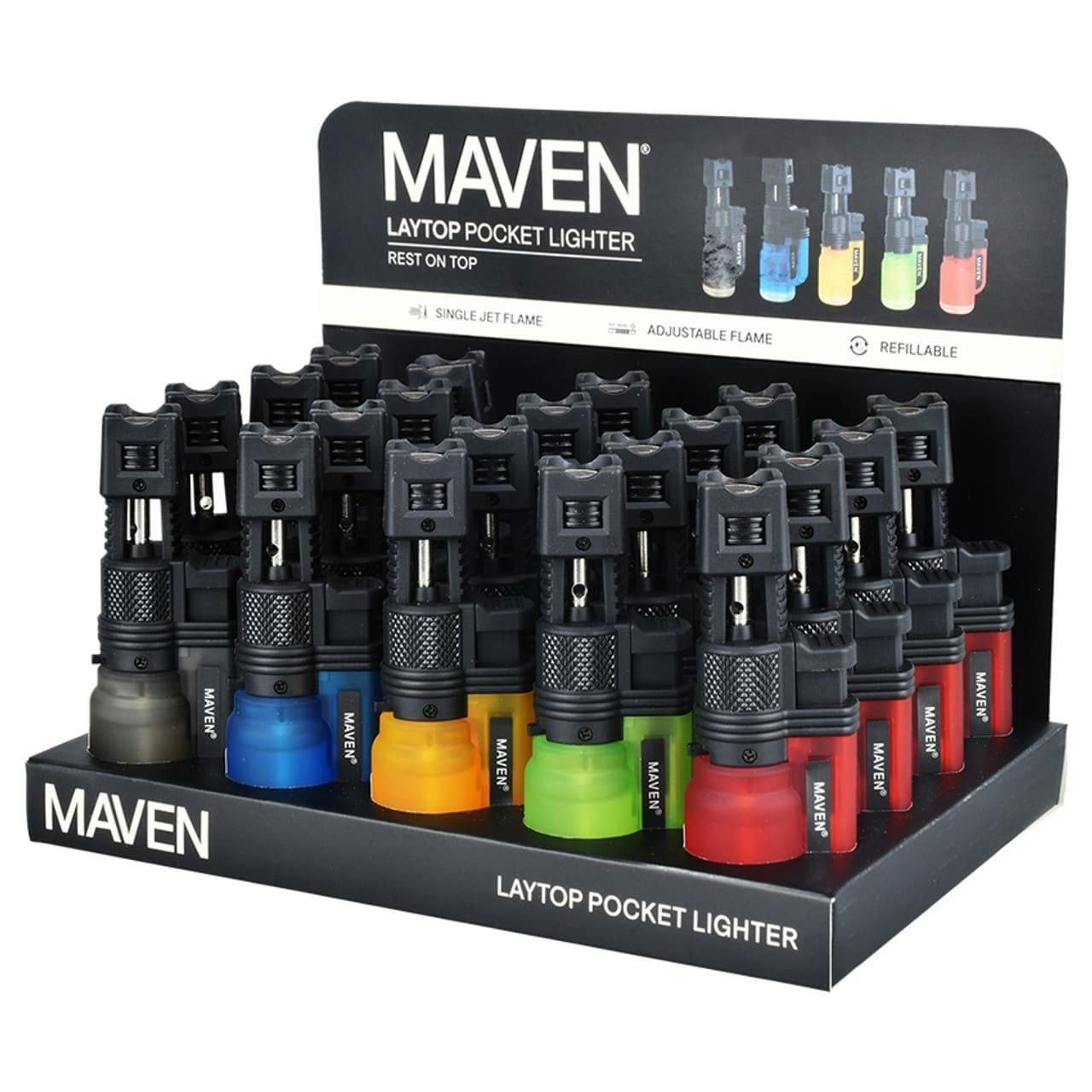 Maven - Laytop Single Flame Torch Lighter - 3.75" - Assorted