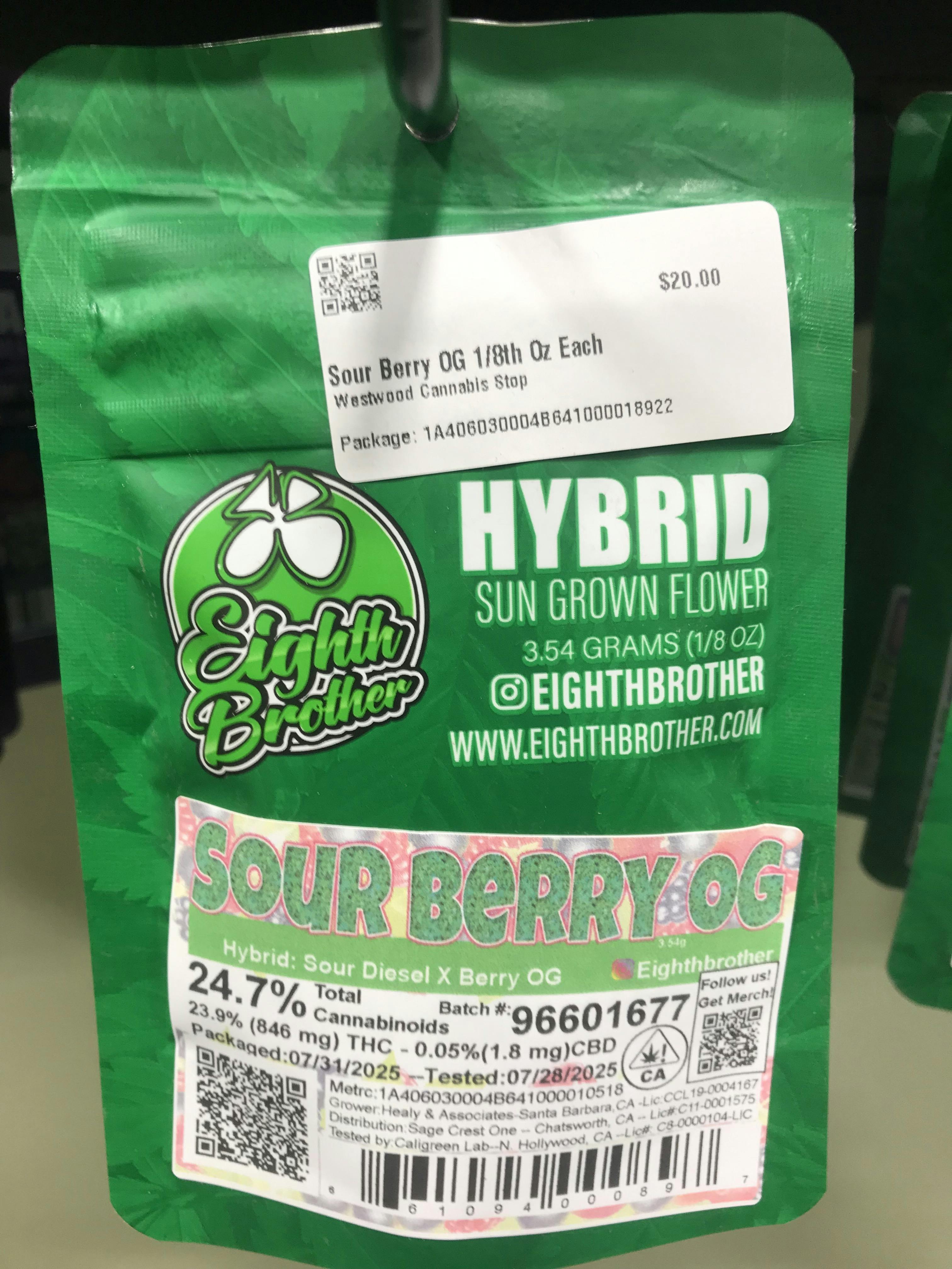 Eighth Brothers Sour Berry OG 1/8th Oz at Westwood Cannabis Stop