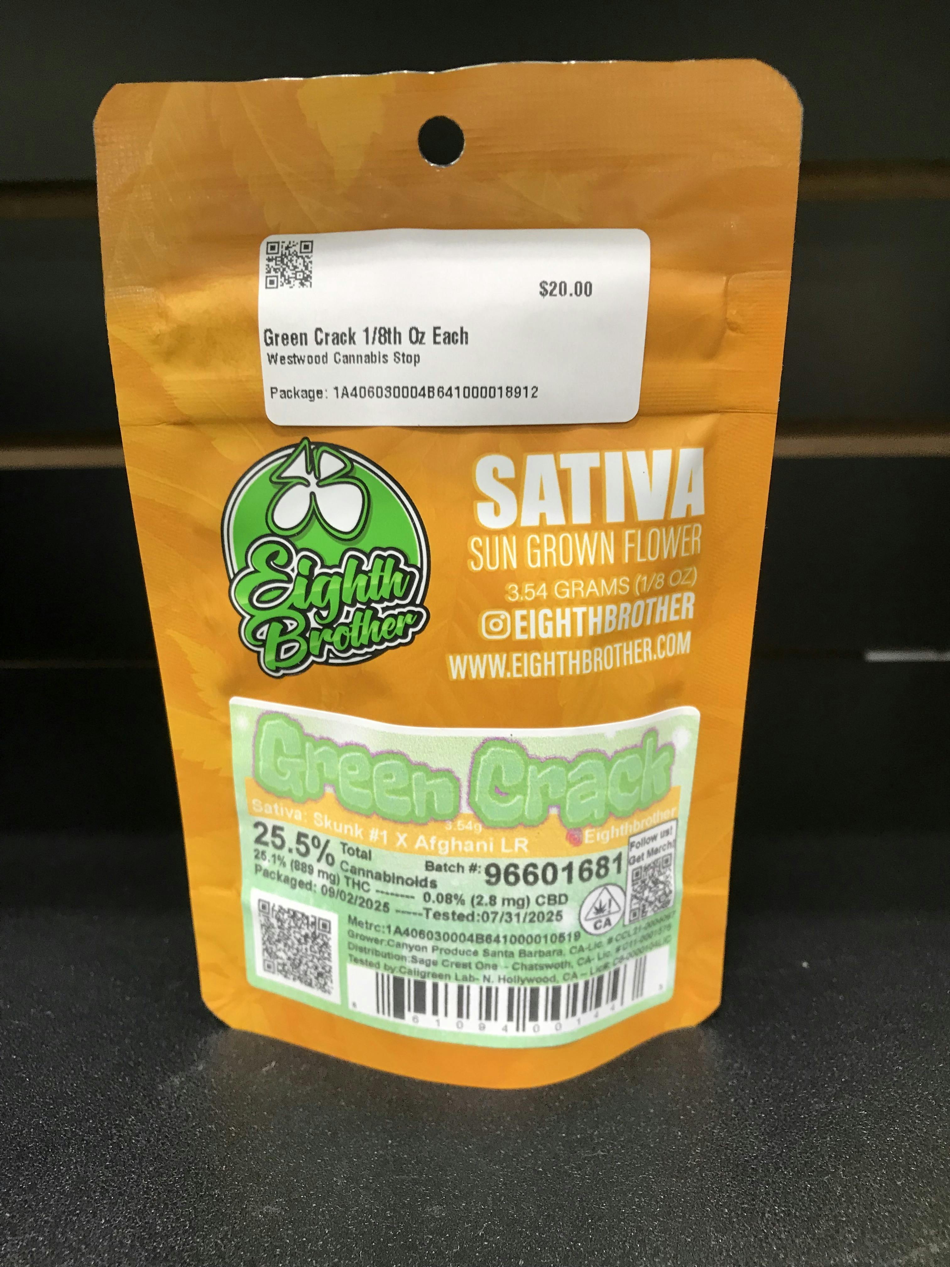 Eighth Brothers Green Crack 1/8th Oz at Westwood Cannabis Stop