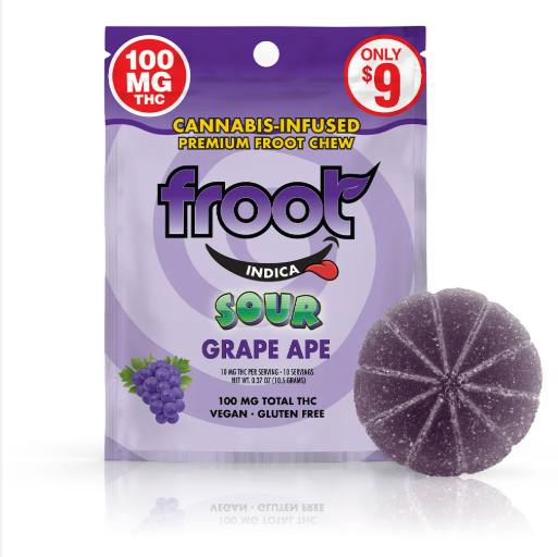 Froot Sour Gummy - Sour Grape Ape 100mg