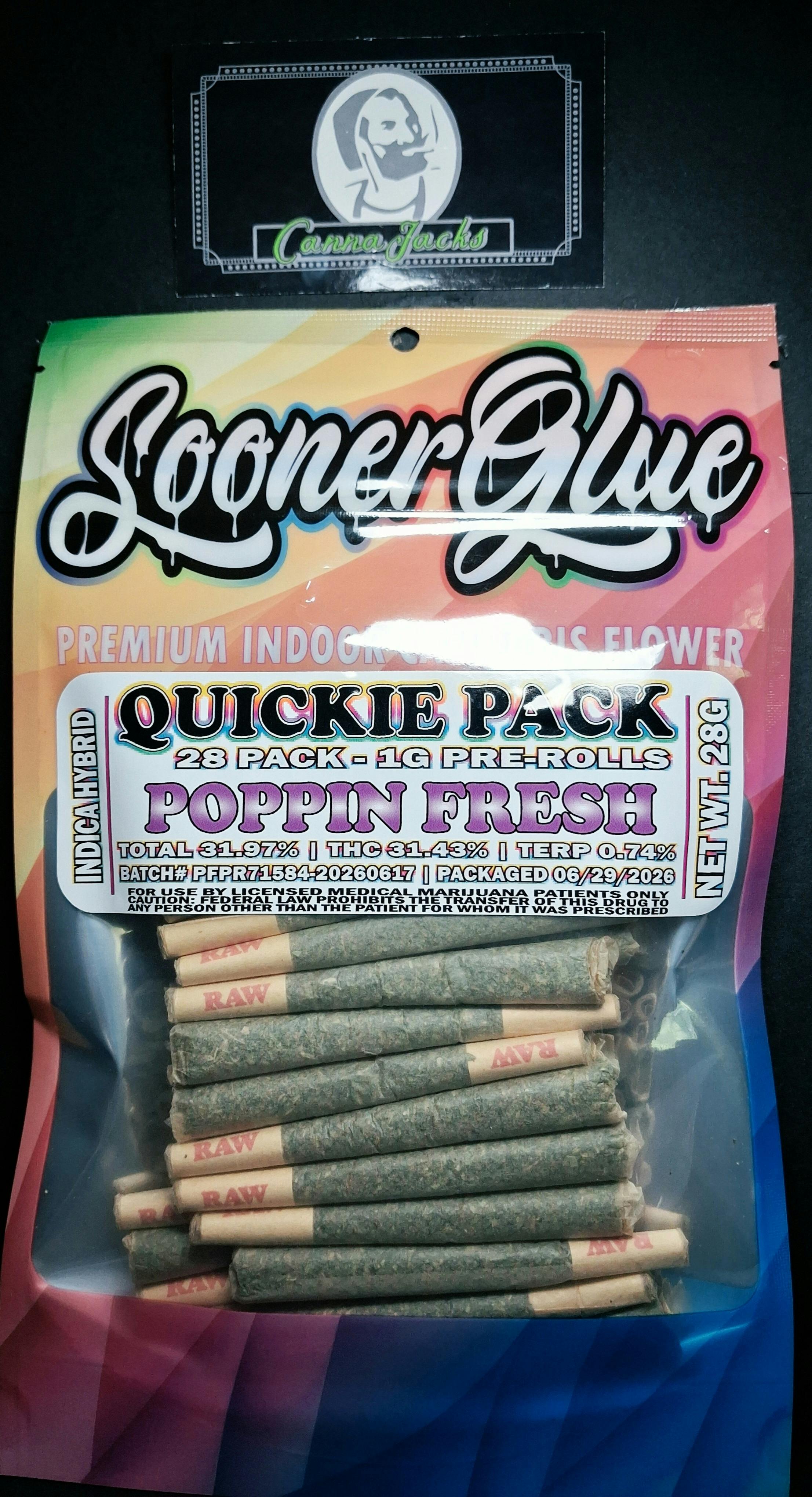 Sooner Glue - 28pk Poppin Fresh | Indica Hybrid ($35 OTD)