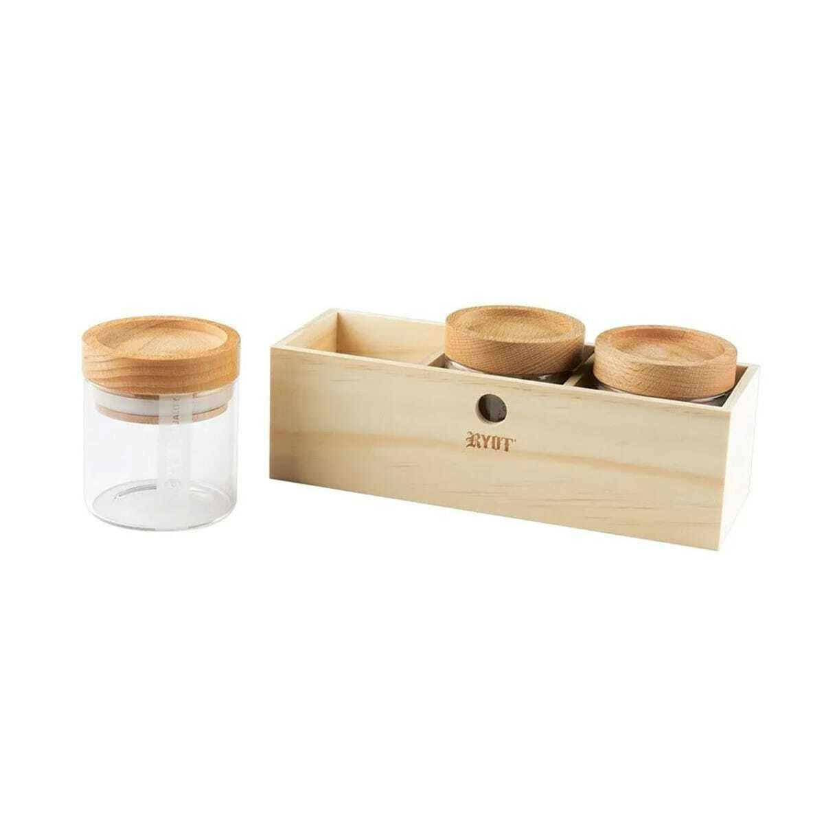 Clear Jars & Beech Tray Lids