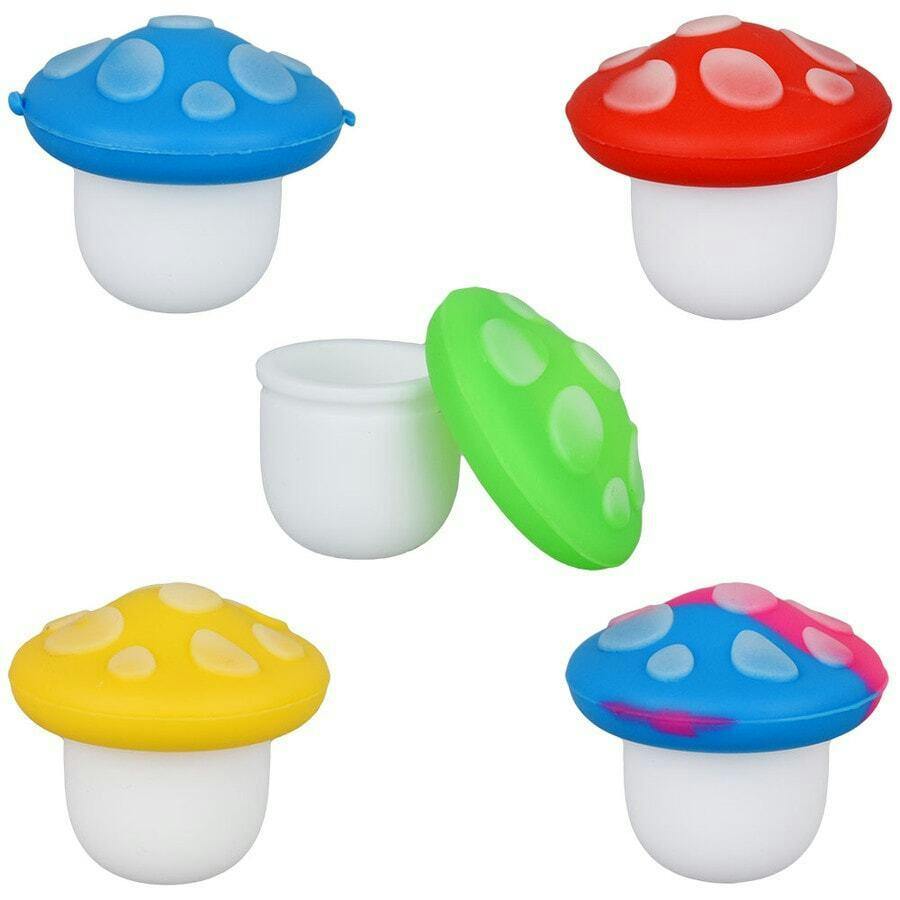 10PC SET-Glow in Dark Mushroom Silicone Concentrate Container 5ml