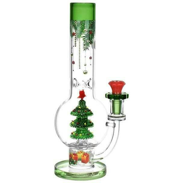Christmas Cheer Glass Water Pipe - 11.75" / 14mm F
