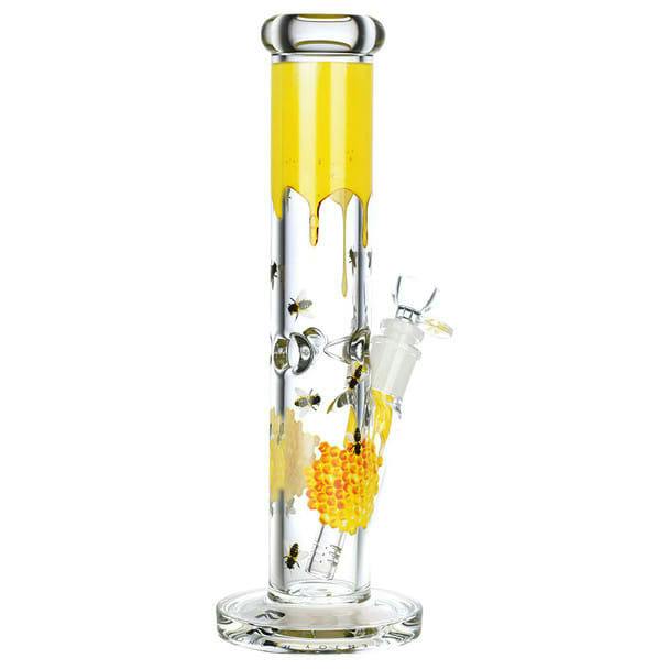 Pulsar Sweet Nectar Decal Straight Tube Water Pipe 12" - Yellow