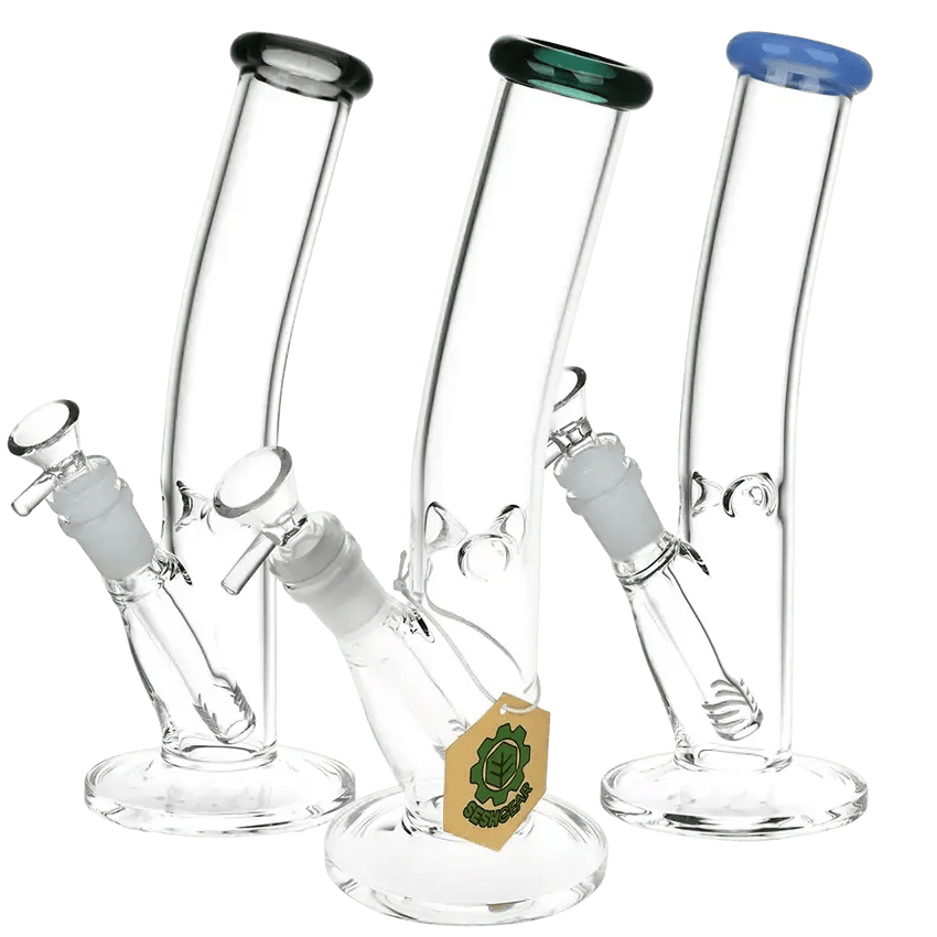 SeshGear Classic Bent Neck Straight Tube Glass Water Pipe - 13.75" / 14mm F