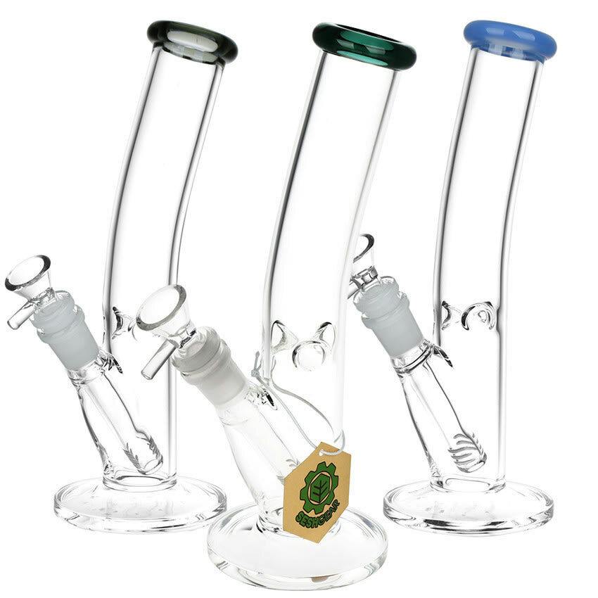 SeshGear Classic Bent Neck Straight Tube Glass Water Pipe - 7.75" / 14mm F