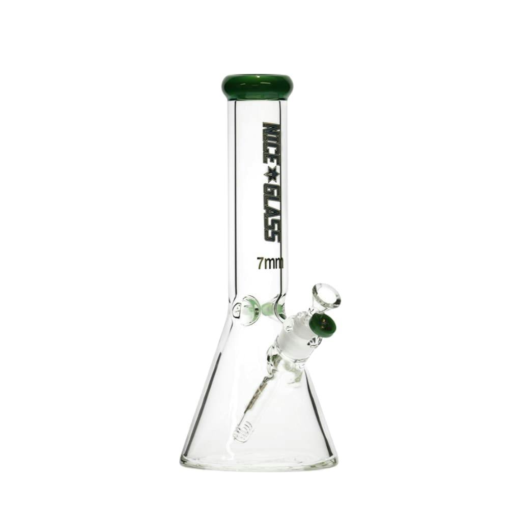 12" 7mm Nice Glass Beaker Bong - Green