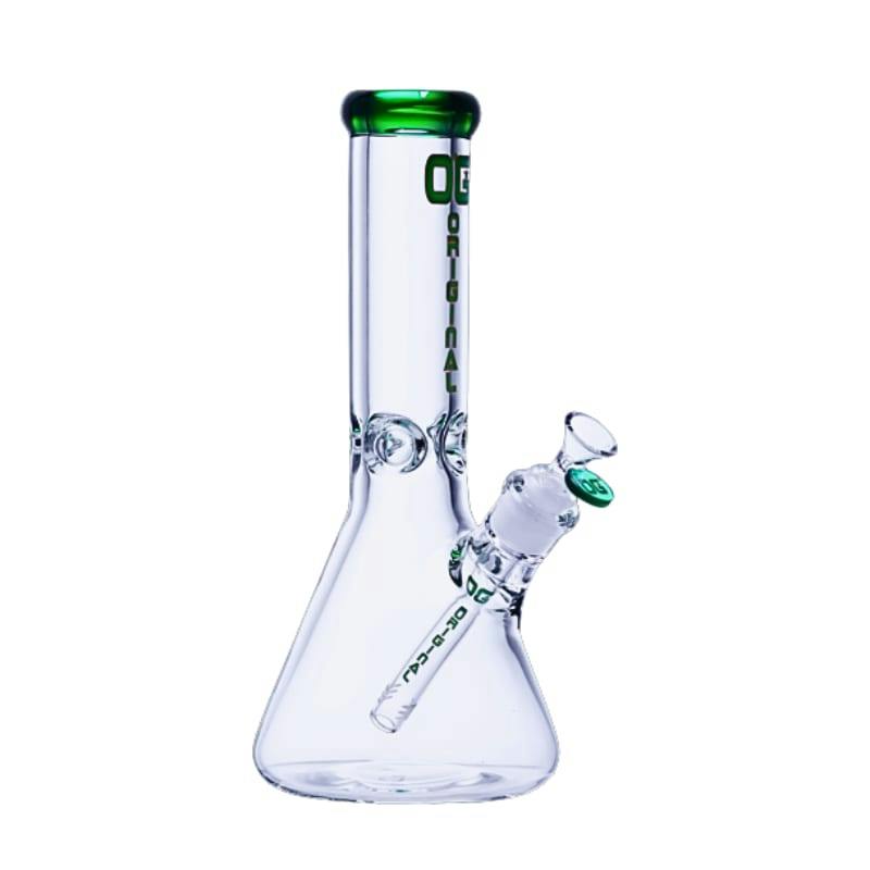 12" OG Original Crystal Clear Beaker Bong - Green