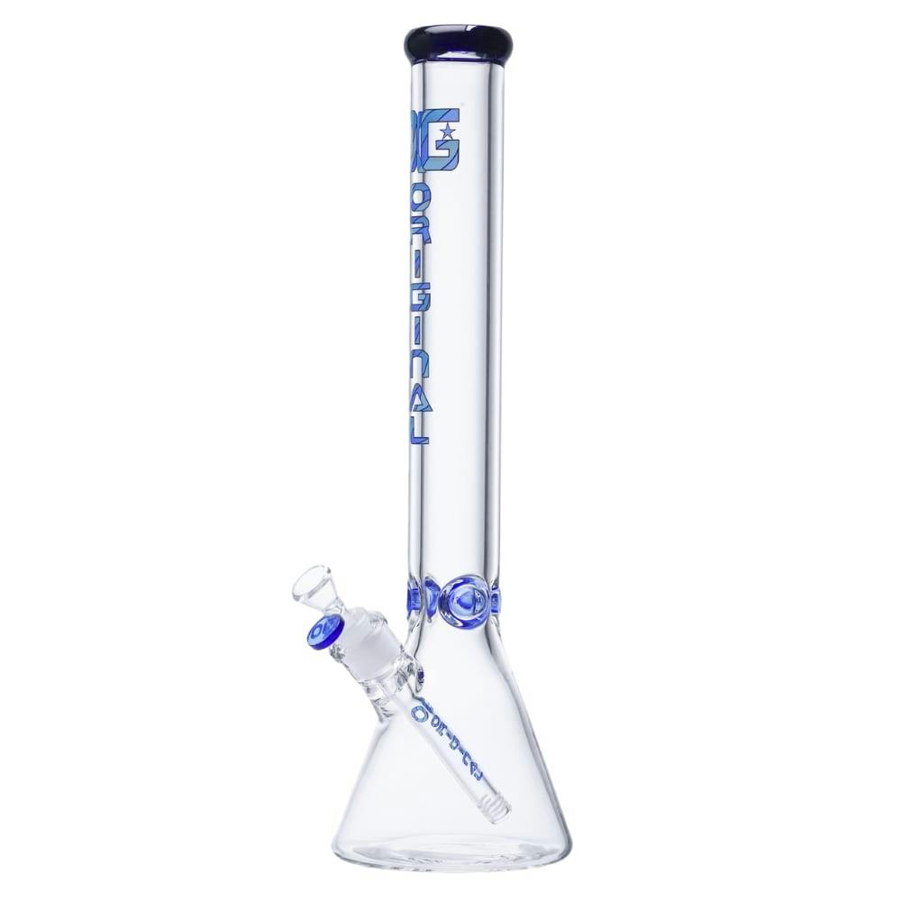 BLUE RIM 18" 9mm OG Original Signature Logo Beaker Bong