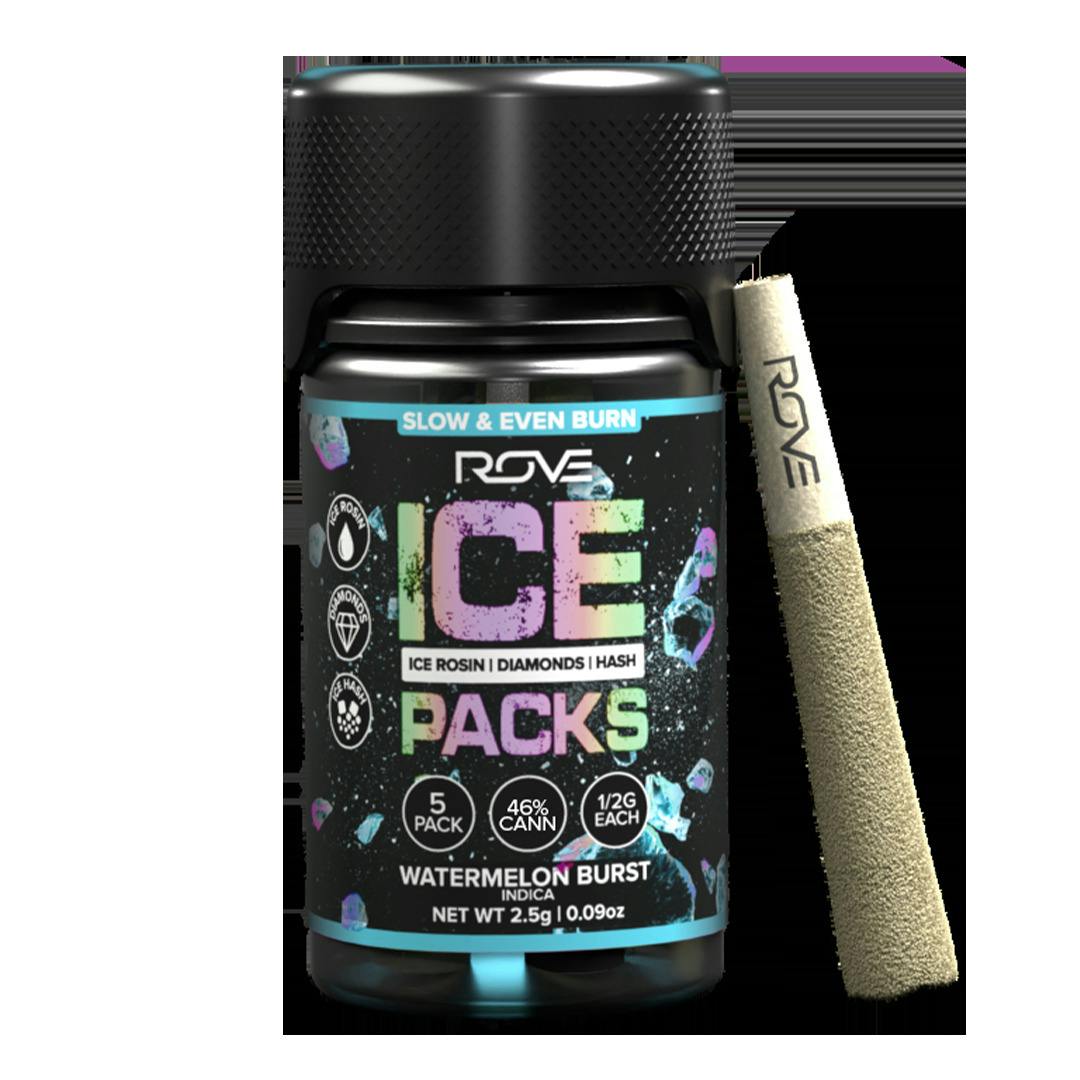 Rove: Rosin Infused Pre-Roll Pack | Watermelon Burst | Ice Packs | 0.6g ea | 5pk