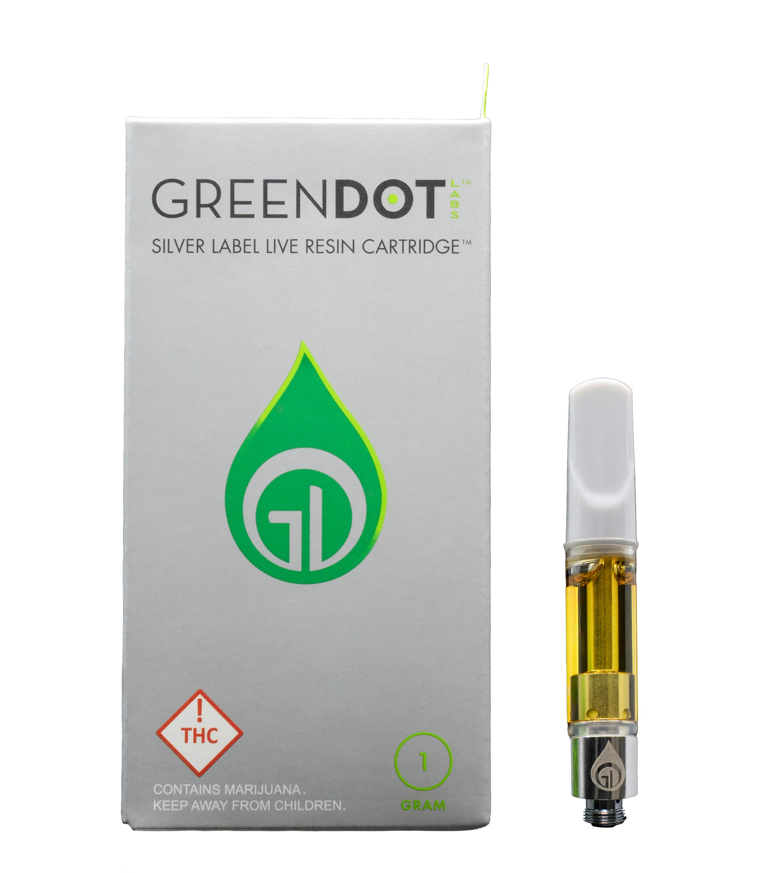 Green Dot | 1g Silver Live Resin Cart | Shiny Garlic