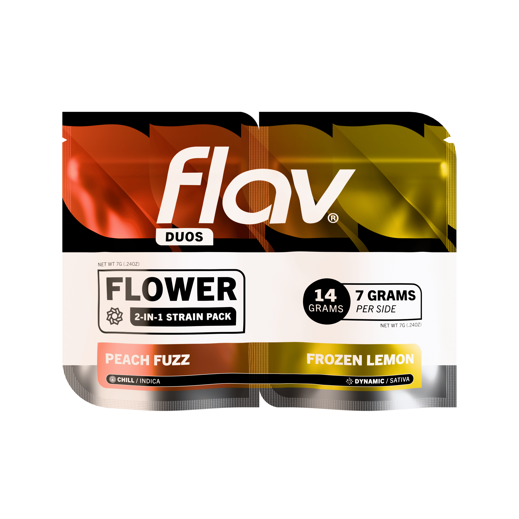 Flav Duo - Peach Fuzz (I) x Frozen Lemon (S)- 14g 2-in-1 Strain Pack