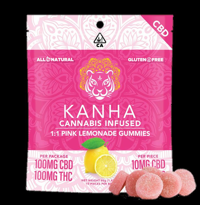 Kanha Pink Lemonade 1:1 CBD:THC Gummies 200mg