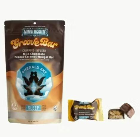 Emerald Sky Milk: Emerald Sky Milk Chocolate Peanut Indica Live Rosin Groove Bar 100mg