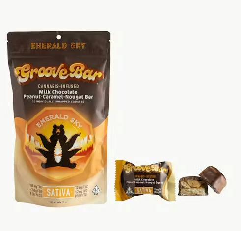Emerald Sky Milk Chocolate Peanut Sativa Groove Bar 100mg