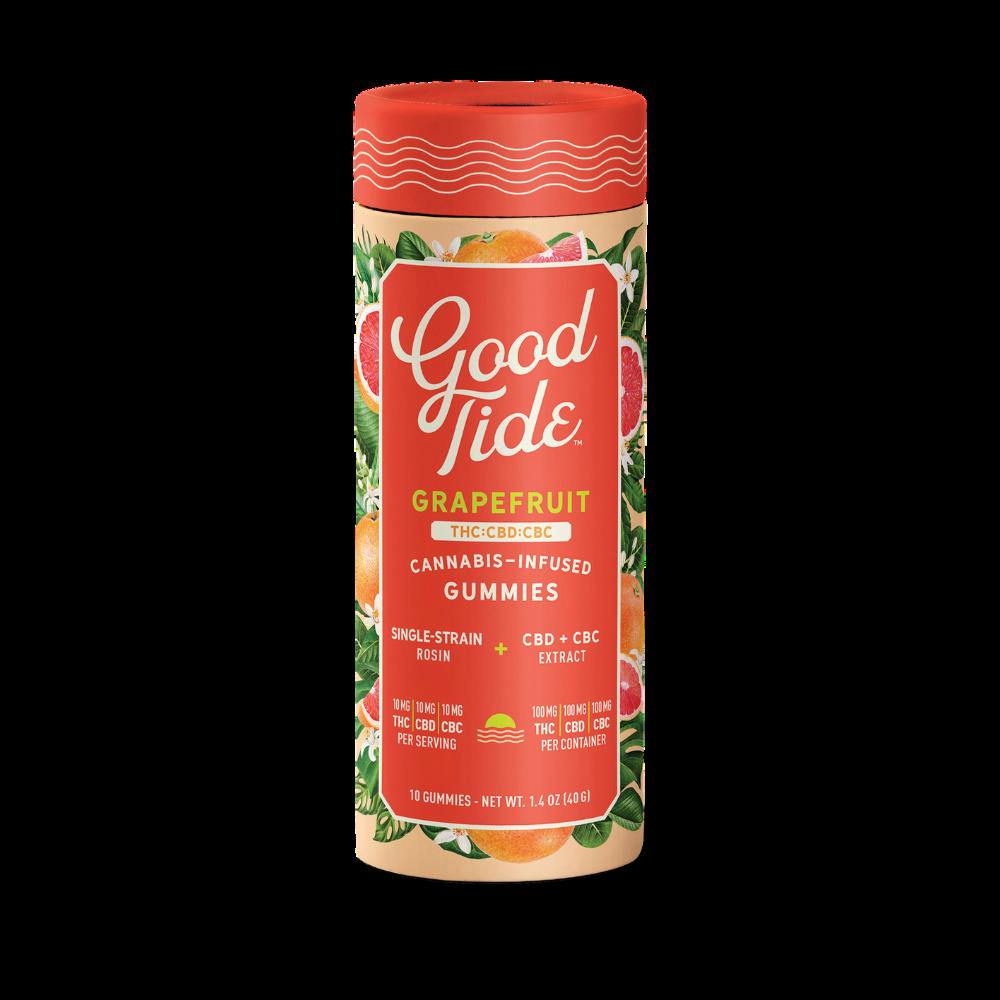 Good Tide Grapefruit: Good Tide Grapefruit 1:1:1 THC:CBD:CBC Rosin Gummies 300mg