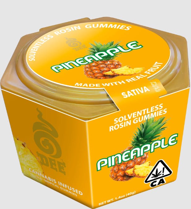 DEE THAI PINEAPPLE: Dee Thai Pineapple 2:1 THC:THCV Solventless Rosin Gummies 150mg