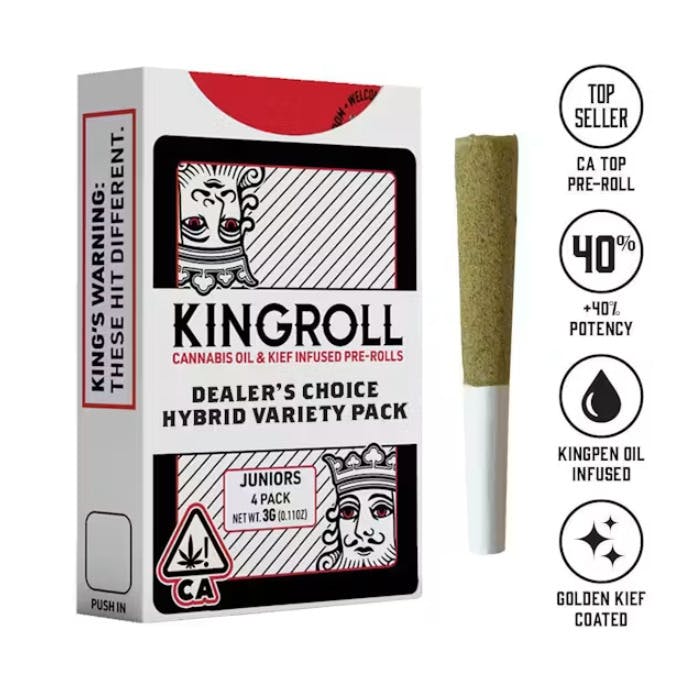 Kingroll Jr: Kingroll Jr. Dealers Choice Mix #4 Hybrid Variety Pack Infused Preroll 4pk 3g