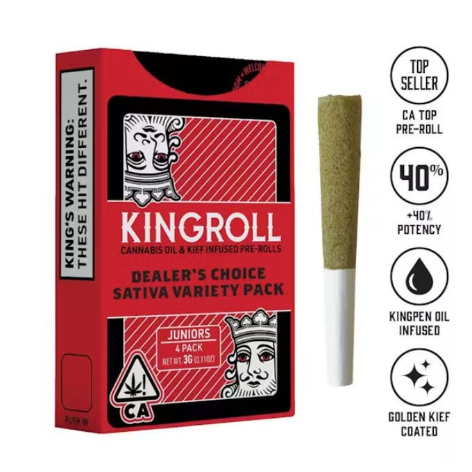 Kingroll Jr: Kingroll Jr. Dealers Choice Mix #10 Sativa Variety Pack Infused Preroll 4pk 3g