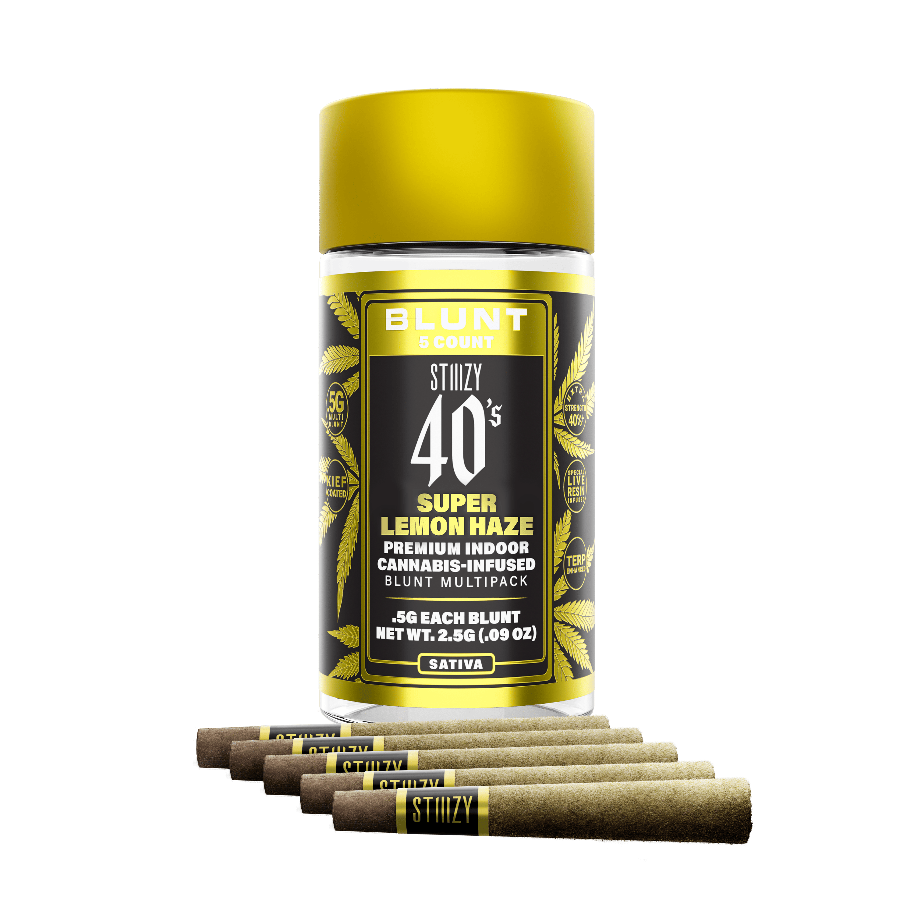 - SUPER LEMON HAZE - .5G 40's Infused Mini Blunt 5 Pack