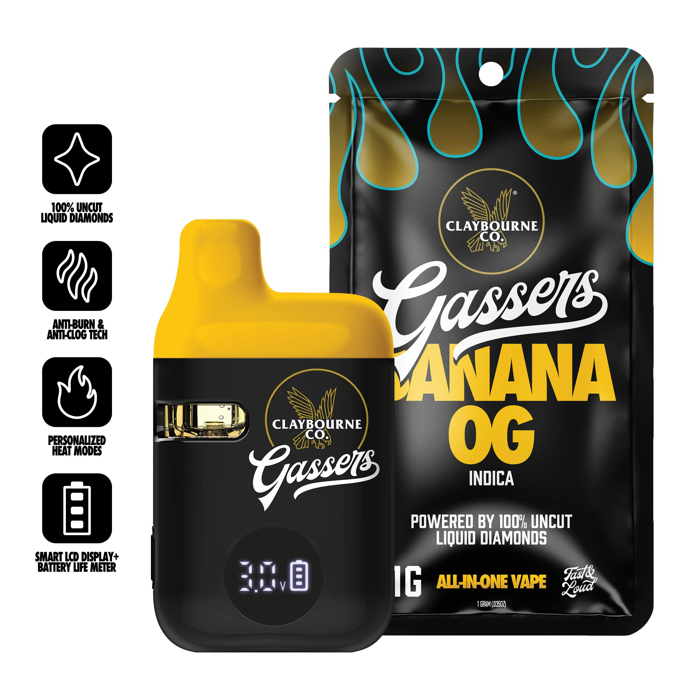 Claybourne Co Gassers Vape AIO 1g - Banana OG