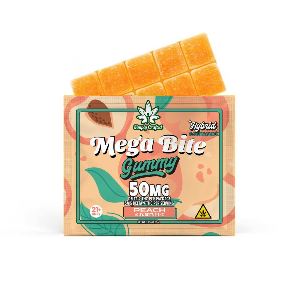 Mega Bite-Mega Bite Peach Gummy Bar 50mg THC
