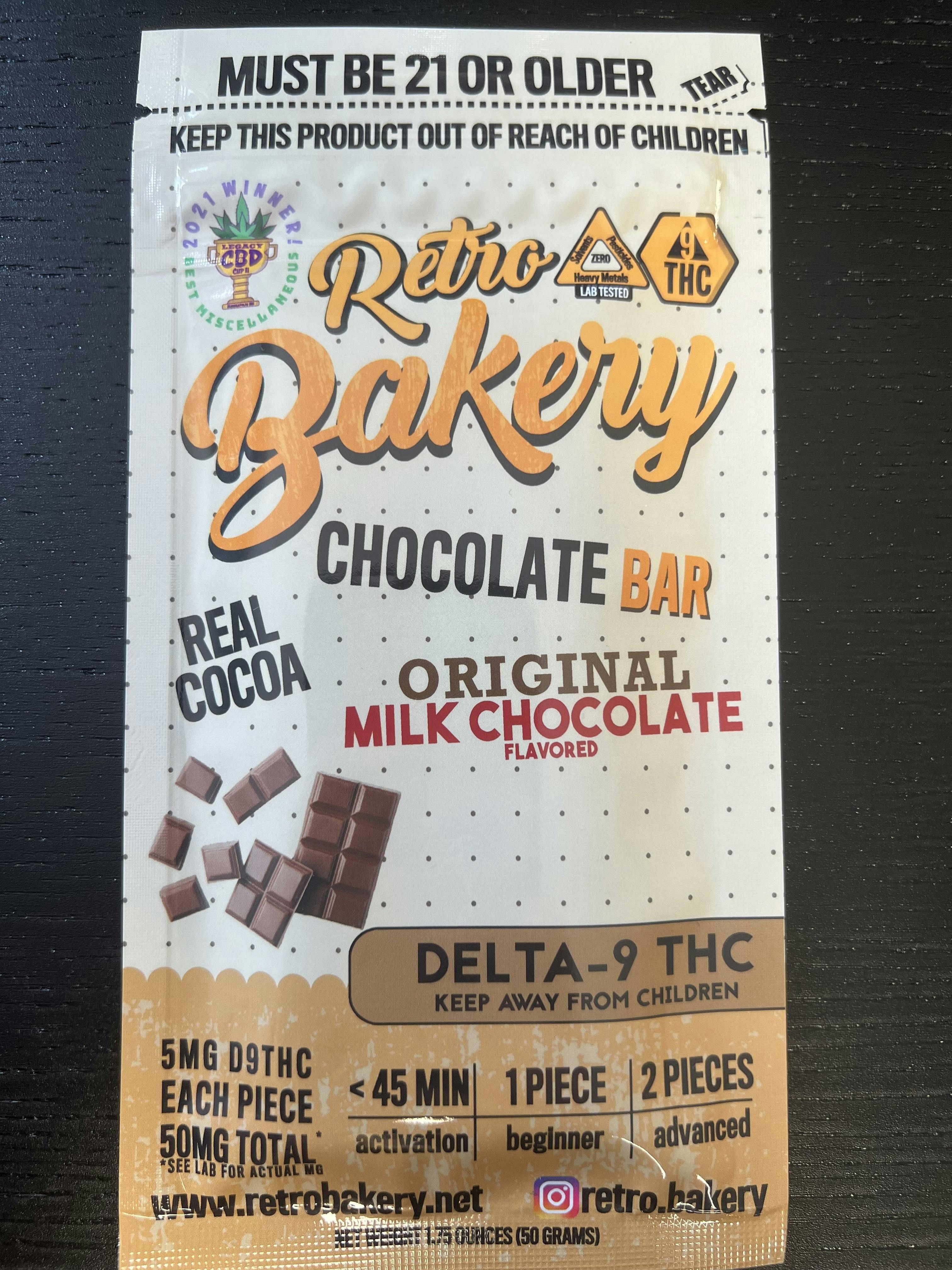 Retro Bakery-Retro Bakery Milk Chocolate Bar 50mg THC