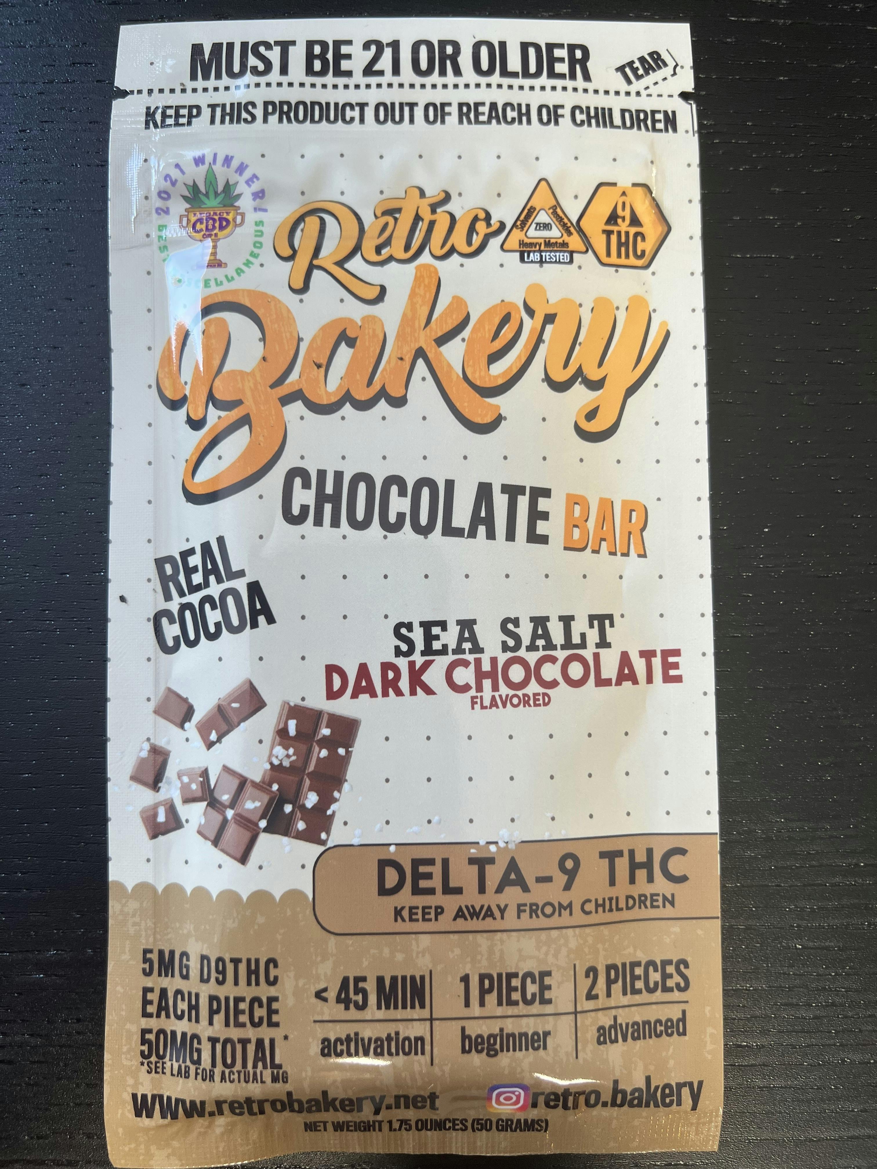 Retro Bakery-Retro Bakery Sea Salt Dark Chocolate Bar 50mg THC