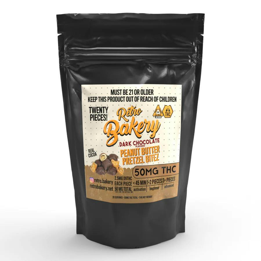 Retro Bakery-Retro Bakery Chocolate Peanut Butter Pretzel Bites 50mg THC
