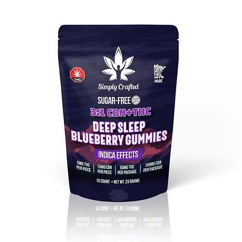 Simply Crafted-Simply Crafted Blueberry Deep Sleep Gummies 50mg THC