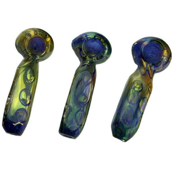 Yellow Bird Wholesale-4.5" Silver/Blue Fumed Square Glass Hand Pipe