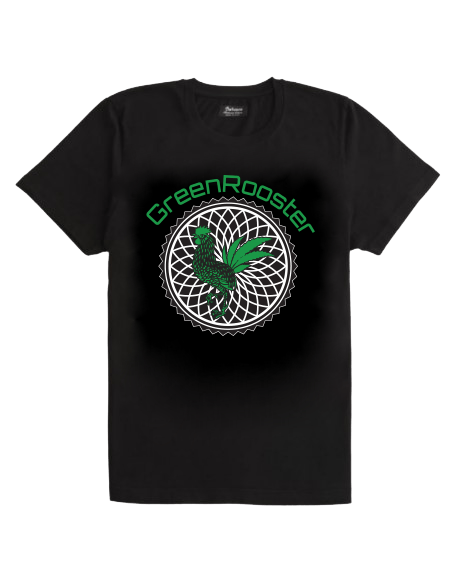 Green Rooster Classic Black T-Shirt (Medium)