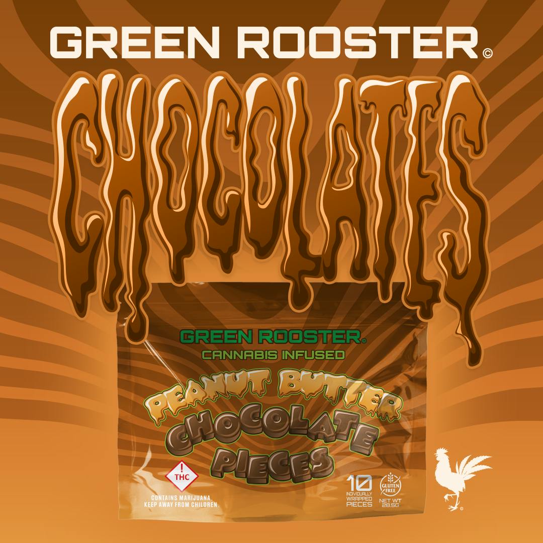 Green Rooster Peanut Butter Chocolate Pieces [10pk] (100mg THC)