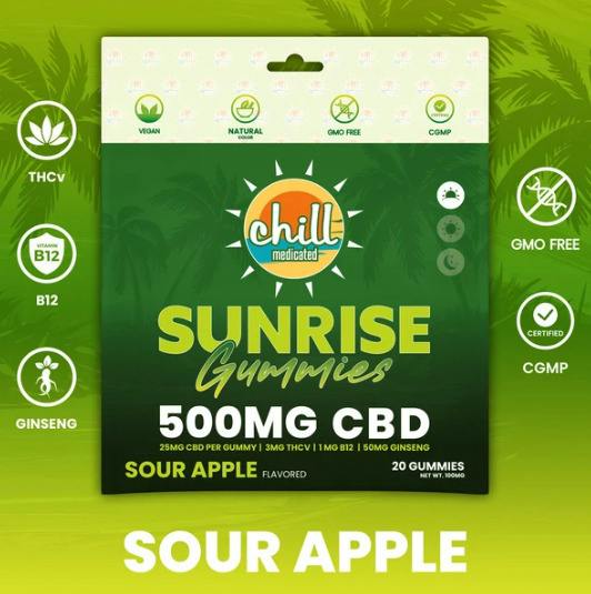 CBD | Sour Apple Sunrise Gummies | 500mg CBD | Chill Medicated