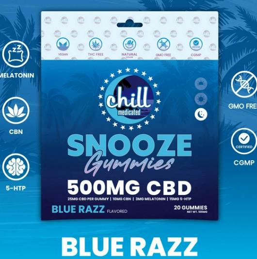 CBD | Blue Razz Snooze Gummies | 500mg CBD | Chill Medicated