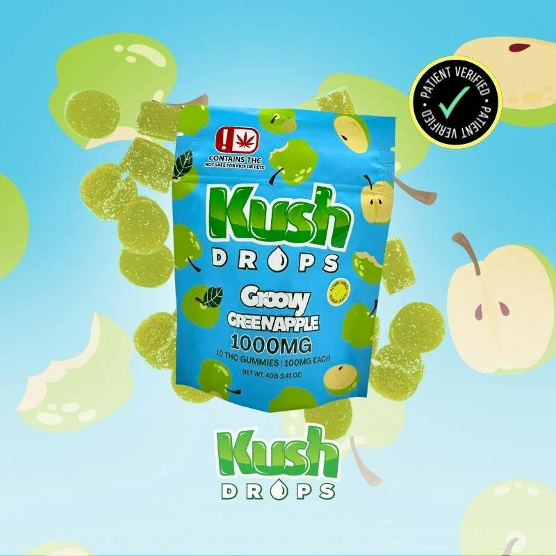 Kush Drops - 1000mg Groovy Green Apple Gummy - 10ct by Kush Drops