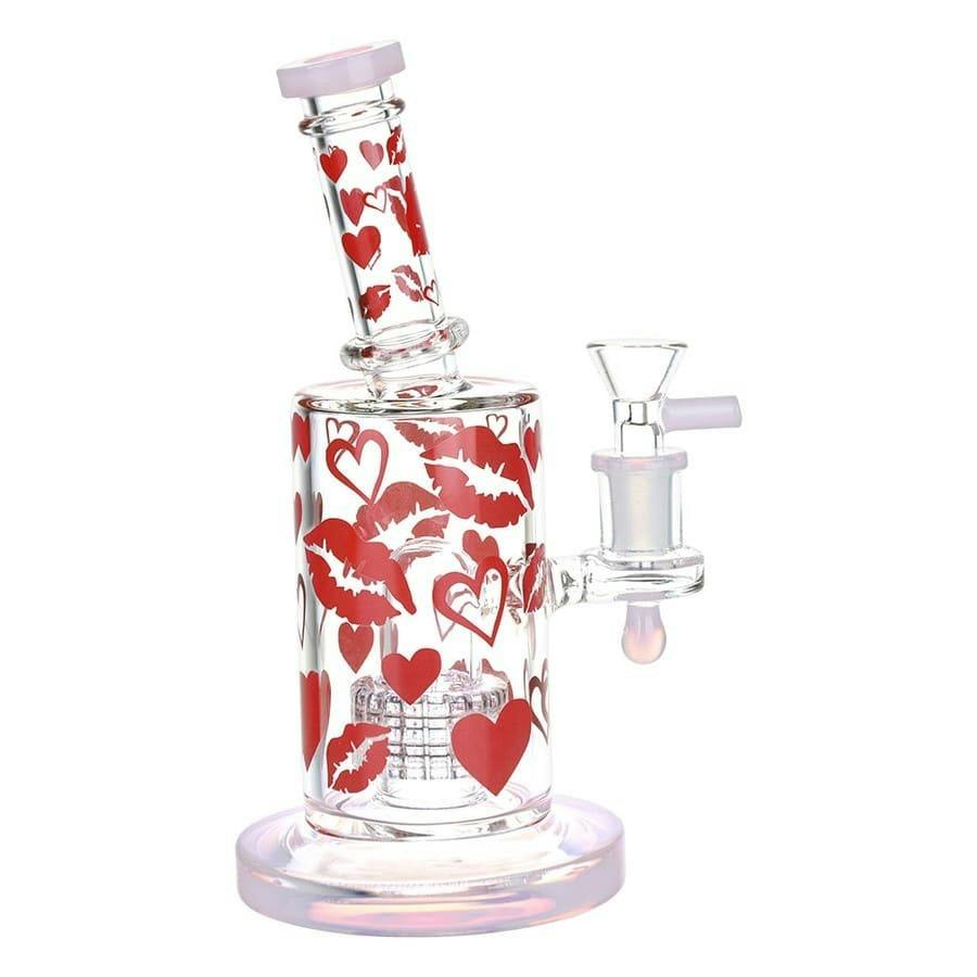 Lipstick Kiss Glass WAter Pipe - 8" / 14mm F