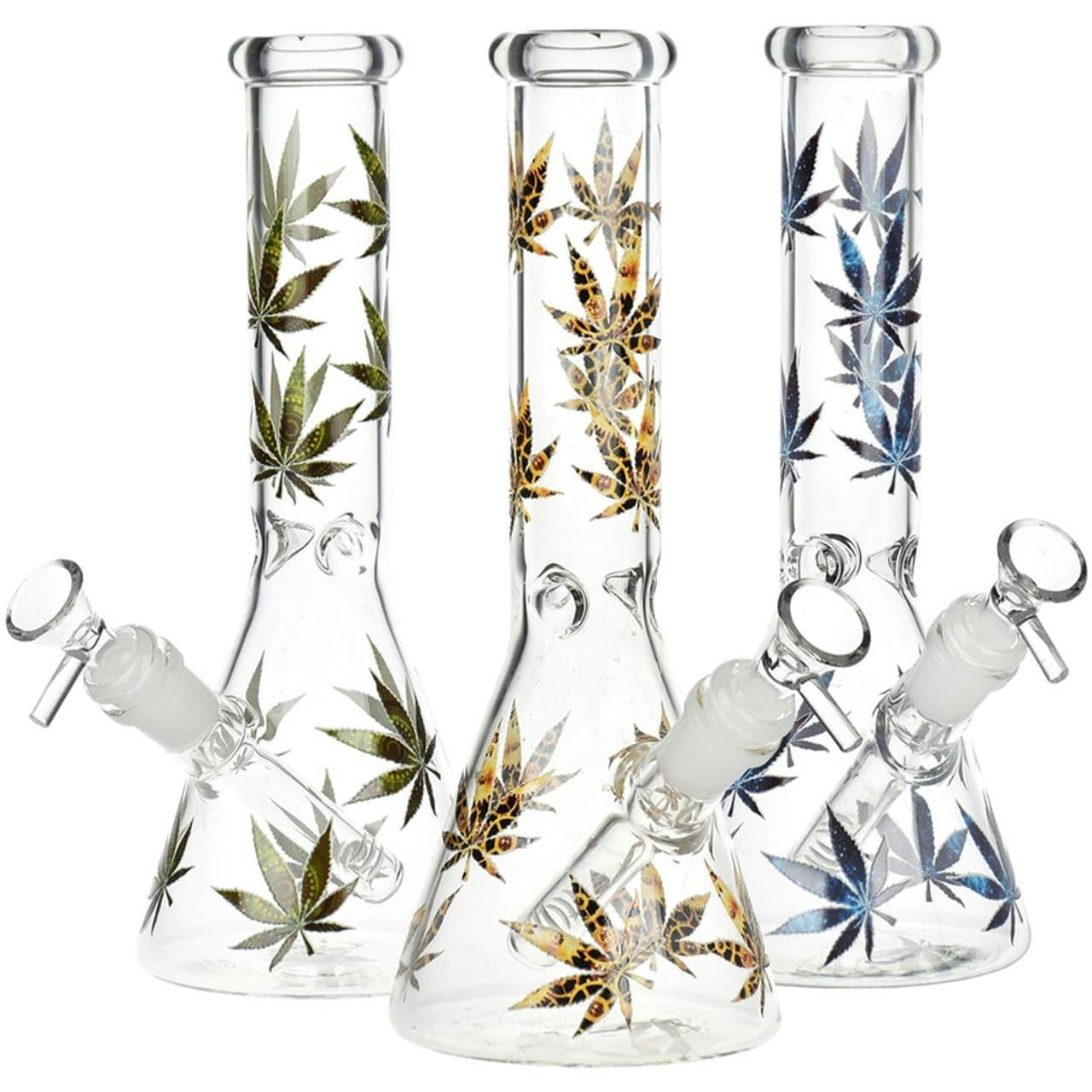 Turn On Your Hemp Lights Beaker Glass Water Pipe - Assorted Colours