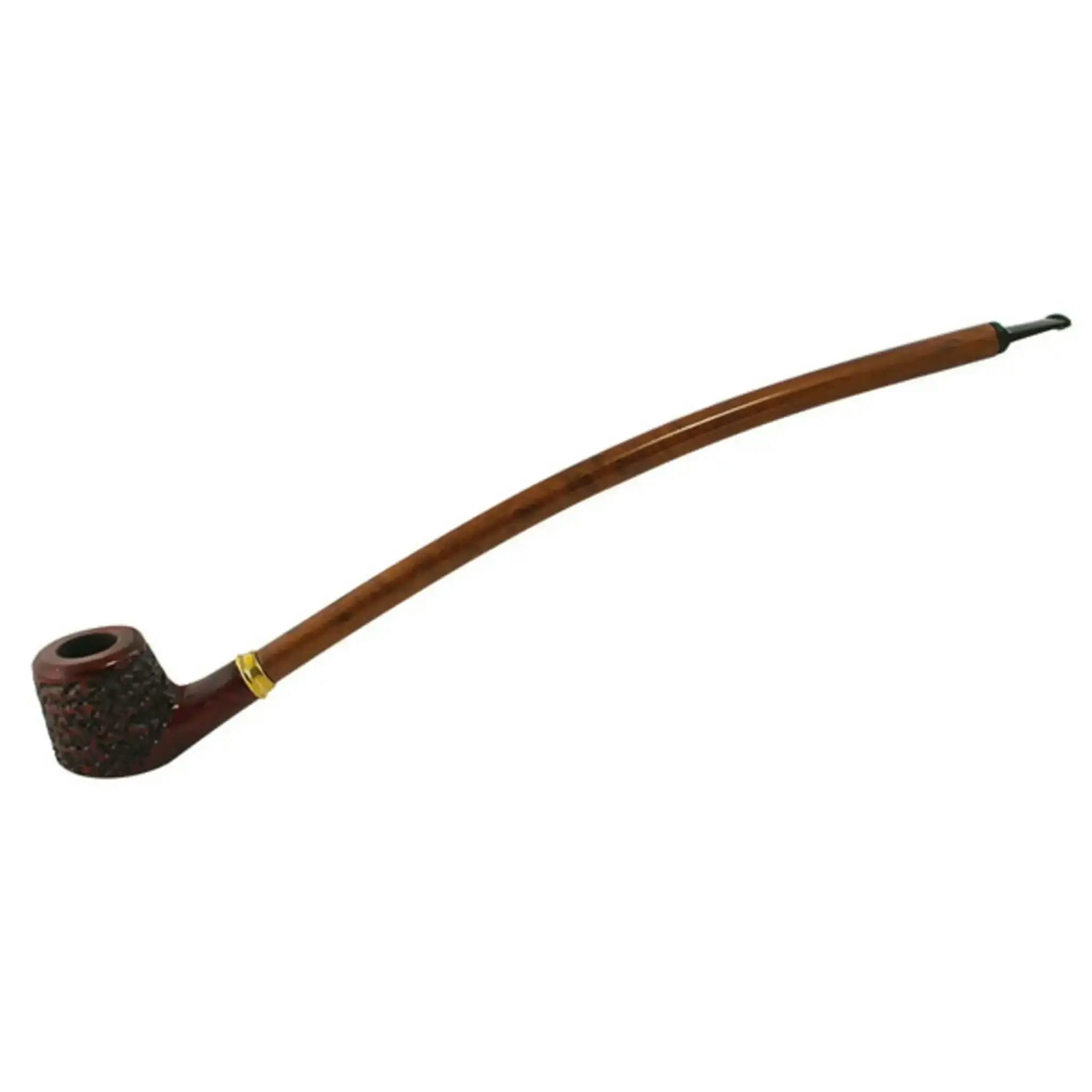 15" Curved Engraved Cherry Wood Pipe by Shire Pipes