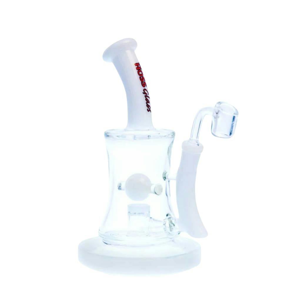 Hoss Glass, Hourglass Marble Rig, 10", White