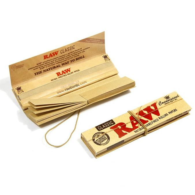 Raw - King Size Connoisseur Slim Rolling Papers + Tips | 32pk