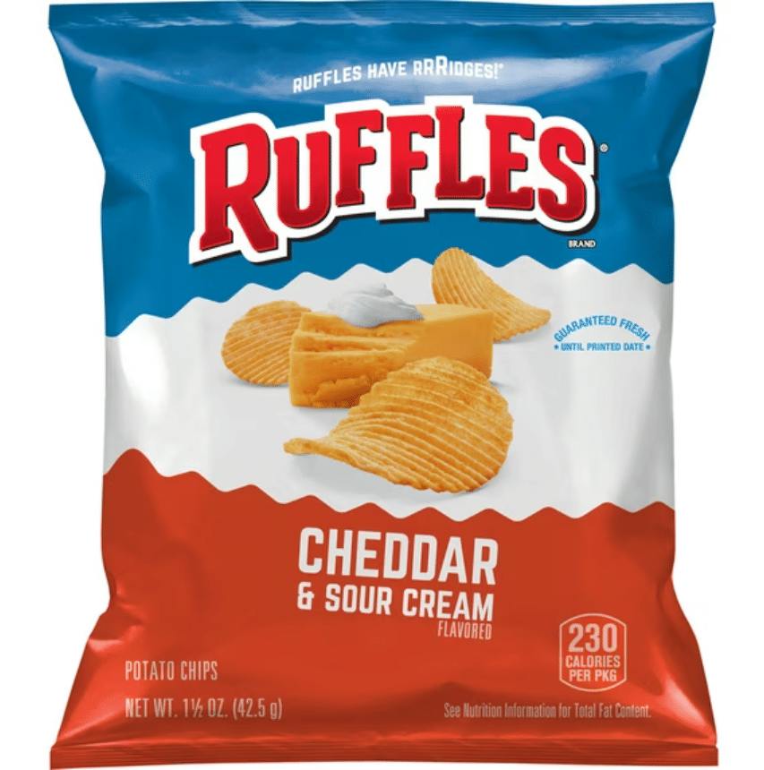 OTC Snacks - Ruffle Potato Chips | Cheddar & Sour Cream | 1.5 oz