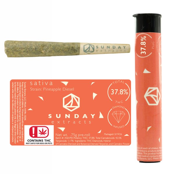 Sunday Singles Infused Preroll - Pineapple Diesel .75g