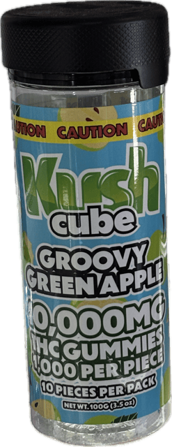 Kush Cubes - 10,000mg THC Groovy Green Apple Gummy 10ct